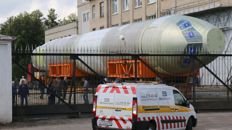 Перевозка фюзеляжа самолета МС-21